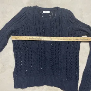 Y2K Babydoll Abercrombie Fitch Women's SZ L Navy Sweater Indie Sleaze Knit VTG thumbnail 4