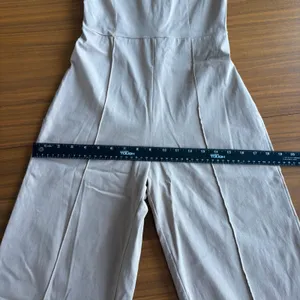 PrettyLittleThing Strapless Jumpsuit Sz 6 Tan Wide Leg Pintuck Office Workwear thumbnail 12