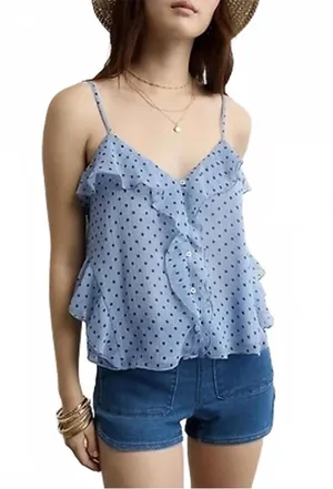 AE Ruffle Cami Tank Top American Eagle NWT Blue Large thumbnail 1
