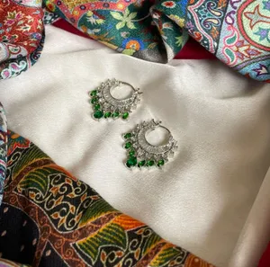 Emerald Green And Silver Earrings thumbnail 2