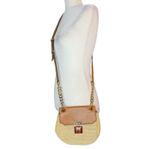 Michael Kors Crossbody Neutral Woven Leather‎ Small Shoulder Bag Chain Strap thumbnail 9