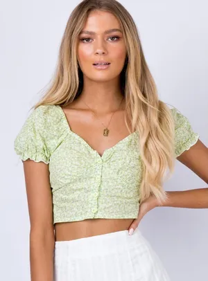 Princess Polly Laguna Top in Green Size 8 thumbnail 1