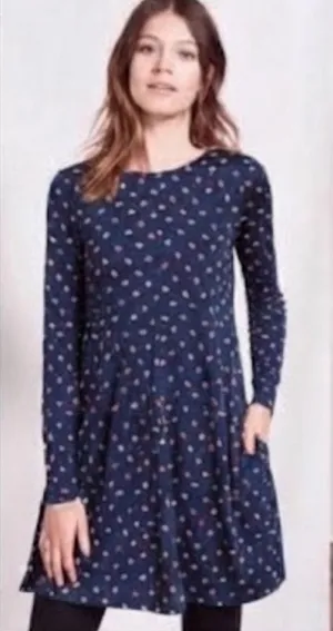 BODEN‎ | Woman's Blue Polka Dot Confetti Long Sleeve Swing Tunic Mini Dress, 8R thumbnail 1