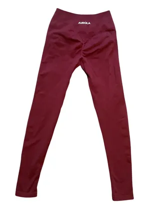 AUROLA Seamless Scrunch Butt Leggings Burgundy High Waist Activewear Size S thumbnail 1