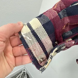 Wrangler‎ Western Mens Plaid Long Sleeve Shacket Snap Front Burgundy Blue Cream thumbnail 5