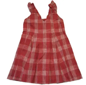 Sézane NWT Lizon in Ocre Ecru Plaid Tie Back Pleated Linen Dress 40 / US 8 thumbnail 3