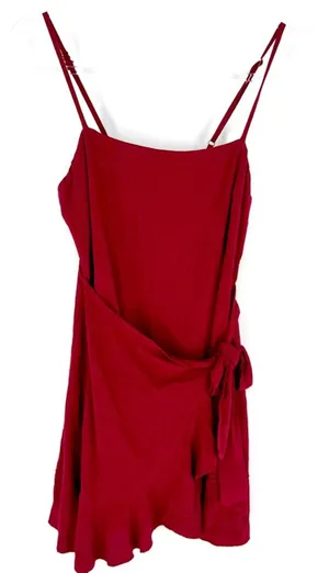 Polly Strappy Linen Wrap Mini‎ Sundress Red Size US 6 thumbnail 1