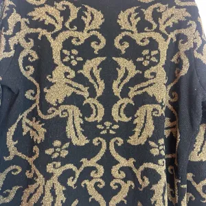 Jones New York Country Sweater L Black Gold Metallic Floral Lambswool Angora thumbnail 3