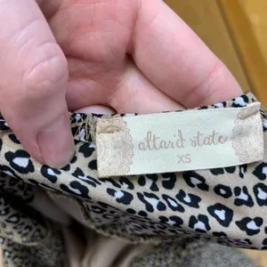 Altar'd State Leopard Print Mini‎ Dress XS Tan Black Ruffle Tie Back D81598-05A thumbnail 5