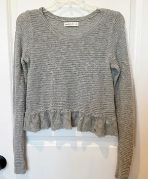 Abercrombie & Fitch Y2K Lace Trim Long Sleeve Top Size Small 2010 Mall Brand thumbnail 1