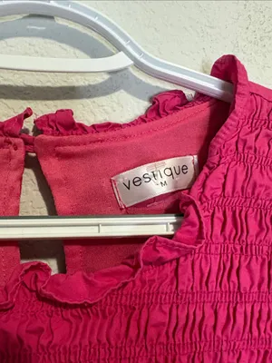 vestique Bright Pink Smocked Sleeveless Mini Dress thumbnail 2