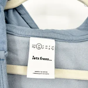 Iets Frans UO Womens Loungewear Kenny Plunge Neck Hooded Velour Jumpsuit XS Blue thumbnail 4