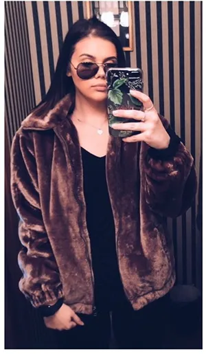 Faux Fur Teddy Coat Brown Size L thumbnail 1