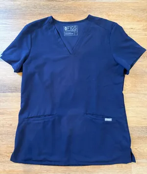 FIGS Women's V-Neck Short Sleeve Scrub Top in Navy Small thumbnail 1