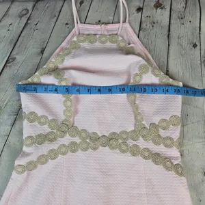 Lilly Pulitzer Pearl Shift Dress Paradise Tint Pink Gold Embroidery 28998 2 thumbnail 9