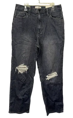 Universal Threads Vintage Straight Jeans Distressed Raw‎ Hem 10 Short thumbnail 1