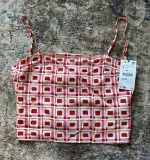 Zara Printed Linen Tie Back Tank thumbnail 1