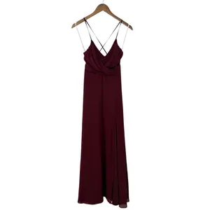 Lulus Event Ready Burgundy Backless Lace-Up Maxi Dress size XS EUC thumbnail 4