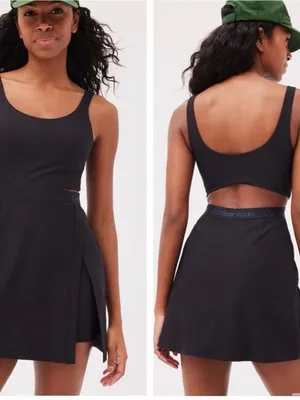 NWT Outdoor Voices Court Dress XS Black Cutout Tennis Skort Preppy Pickleball thumbnail 2