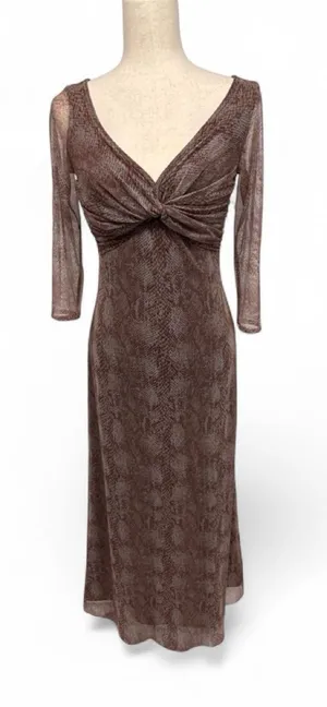 Vintage Brown multi snake print maxi dress size xs/s thumbnail 1