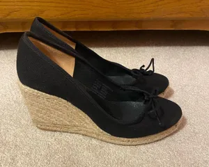 J.Crew Black Espadrille Canvas Wedges 8.5 thumbnail 1