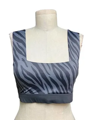 Allfenix Bandeau Sports‎ Bra Tiger Animal Print Stretch Gray Black Size Medium thumbnail 1