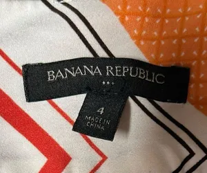 Banana Republic Tie Wrap Geo Skirt Orange White Size 4 thumbnail 11
