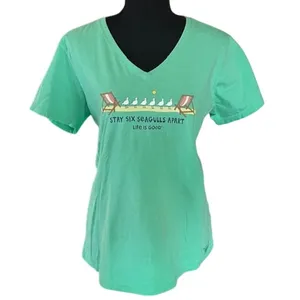 Life is Good Stay Six Seagulls Apart Crusher Tee Women’s Medium Green thumbnail 2