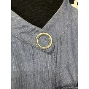 Zara Basic Chambray Ruffle Button Front Blouse Women’s XS Blue Long Sleeve EUC thumbnail 3