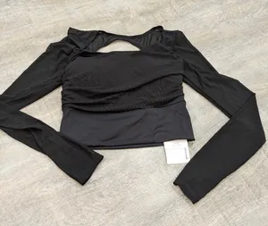 NWT Upwear Active Sheer Layered Long Sleeve Workout Top Size Small thumbnail 1
