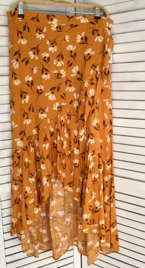 Gold Floral Maxi Skirt, Large thumbnail 1