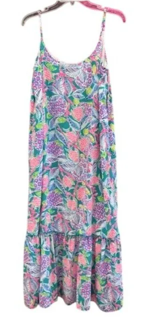 Lilly Pulitzer Floral Print Sleeveless Maxi Dress With Tiered Hem -‎ Size M thumbnail 1
