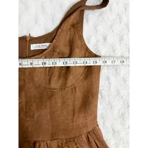 NEW 12th Tribe Brown Kit Mocha Floral Boho Satin Sleeveless Micro Mini Dress S thumbnail 9