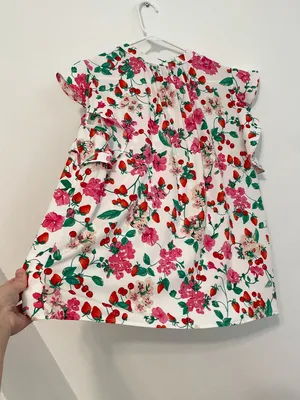 ANN TAYLOR Floral Mixed Media Ruffle Sleeve Tie Neck Shell Top White Strawberry thumbnail 16