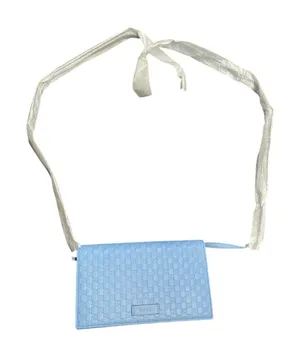 Gucci Blue Micro Guccissima GG Embossed Crossbody Wallet Purse NWT Model #466507 thumbnail 1