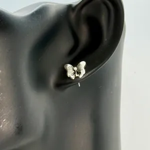 Loris Gifts Butterfly Stud Earrings Silver Tone‎ Sensitive Ears Cute thumbnail 2