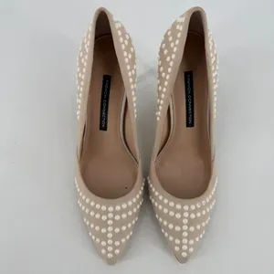 French Connection Pump Women Size 41 10.5 Beige‎ Studded Pointed Toe Stiletto thumbnail 12