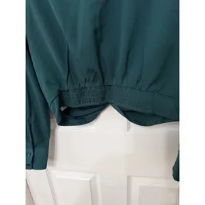 Abercrombie &‎ Fitch Womens Twist Front Crop Top Forest Green Long Sleeve L thumbnail 6