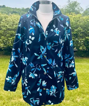 Dennis Basso Spring Rain Blue Floral Raincoat size XS thumbnail 2