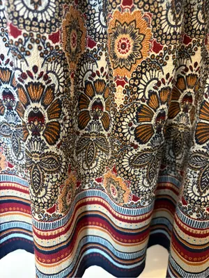 entro Brown Paisley Long-Sleeve Swing Dress with Striped Hem thumbnail 6