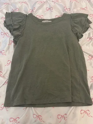 Green loft blouse with ruffled sleeves thumbnail 1