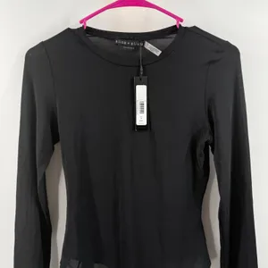 Alice + Olivia Bodysuit SZ Medium Black Hottie Long Sleeve NWT Crew Sheer $275 thumbnail 10