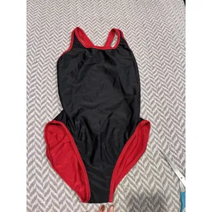Vintage 90s Dolfin Red One Piece Retro Competition Swimsuit USA See Pics thumbnail 7