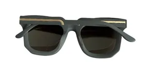 Stella McCartney Gray Square Frame Mirrored Lens Sunglasses Gold Trim Women's thumbnail 1