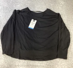 Members Mark Womens Long Sleeve Active Tee Black Keyhole Back Large SW3203‎ NWT thumbnail 1
