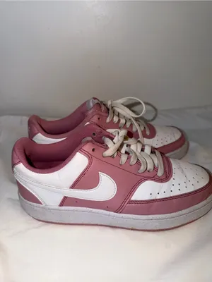 Nike Women's Pink and White Low-Top Sneakers thumbnail 4