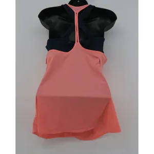 Athleta Womens Medium 2-in-1 Tank Top with Built-in Sports Bra Coral‎ Navy Blue thumbnail 3