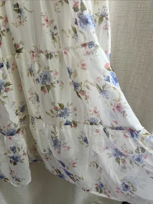 Floral Chiffon Flounce Sleeve Shirred Midi Dress Medium thumbnail 10