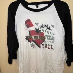 Merry Texas Christmas Y'all Raglan Top Black Size L thumbnail 1