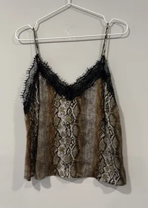 Revolve Leith Camisole Cami Top Animal Print Lace Spaguetti Strap Size L thumbnail 1
